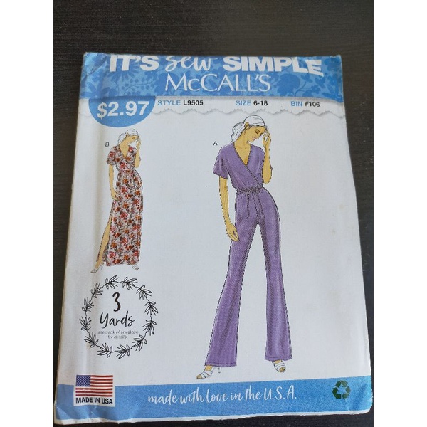 Pola Jahit Baju McCalls L9505