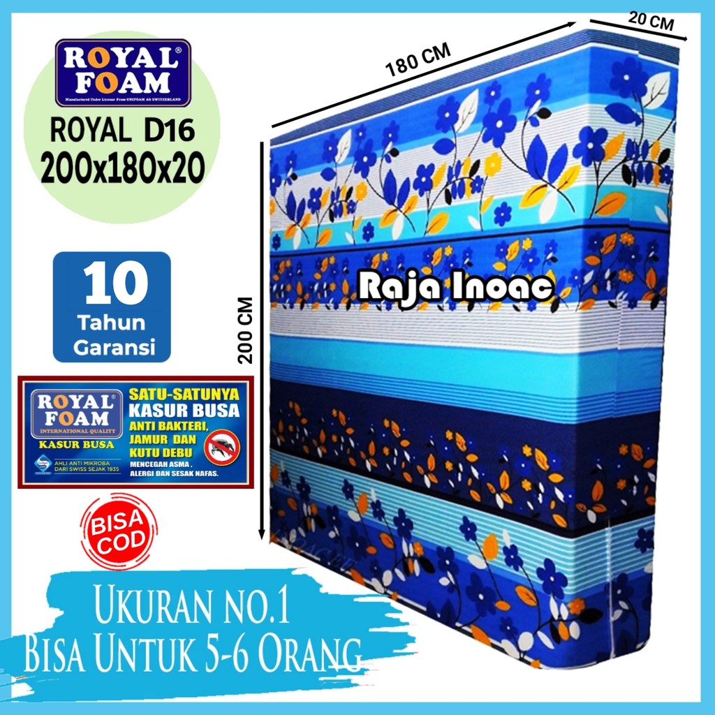 [200x180x20] Kasur Busa Royal No 1 Tebal 20 cm Garansi 10 Tahun Royal Foam Original Awet Anti Kempes