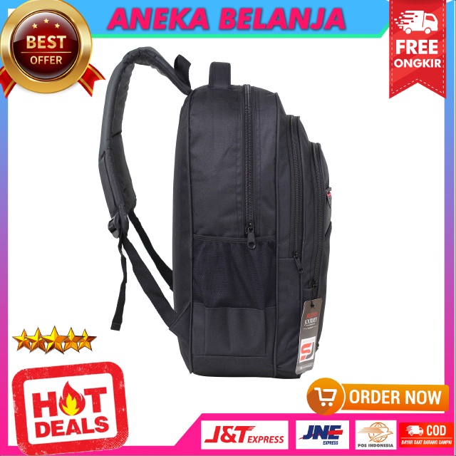 Ransel Backpack Pria Second Journey Hitam List Merah Free Raincover Berkualitas Cocok Untuk Sekolah