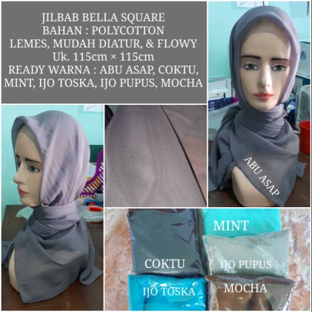 JILBAB BELLA SQUARE | JILBAB MURAH | JILBAB POLYCOTTON | ECER & GROSIR