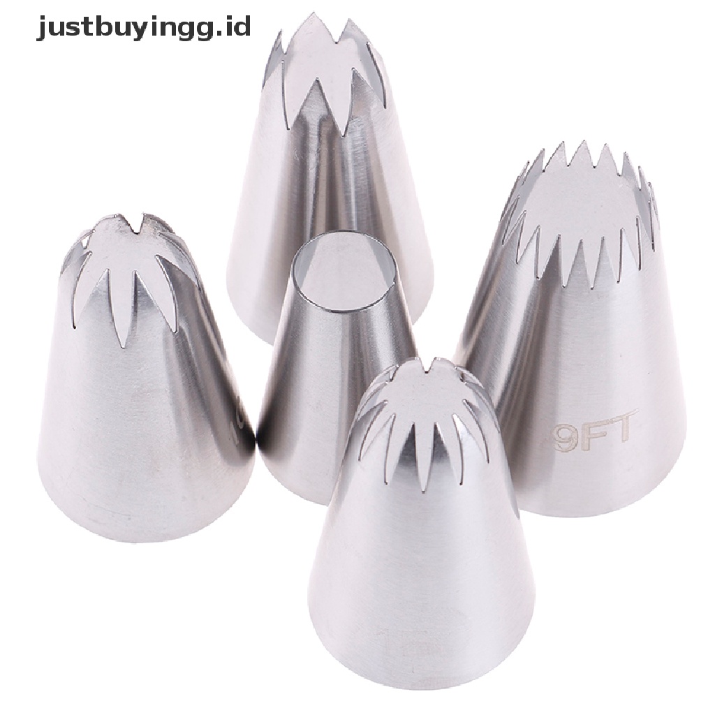 5pcs Nozzle Icing Piping Ukuran Besar Gaya Rusia Untuk Dekorasi Kue