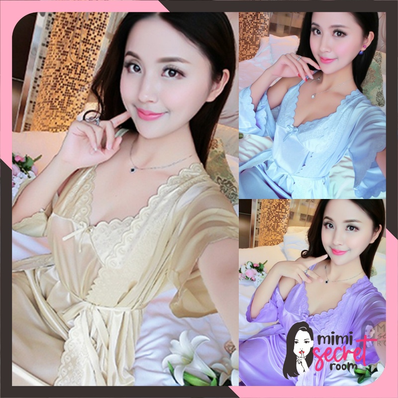 ❤ MIMI ❤ Baju Tidur Kimono Lingerie Satin 2in1 Import Exclusive Terlaris