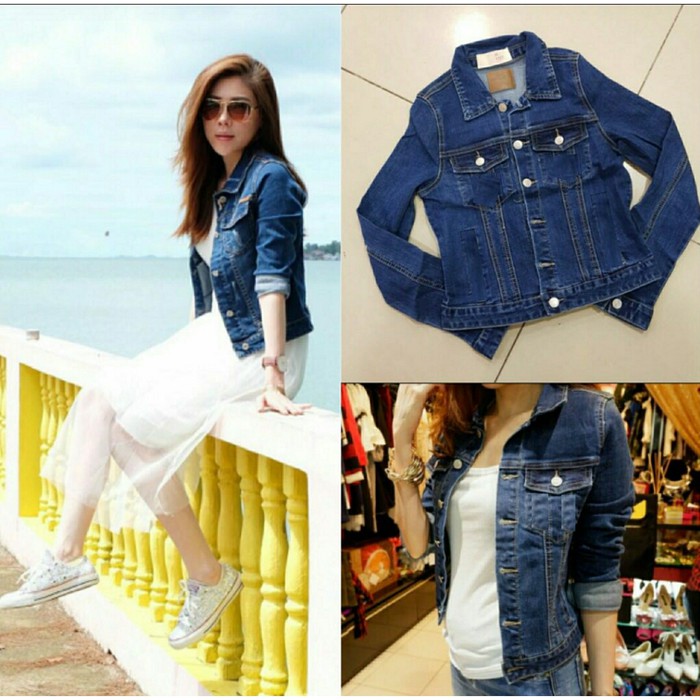 [jaket JEANS gabbie VE] Jaket Jeans wanita washed denim