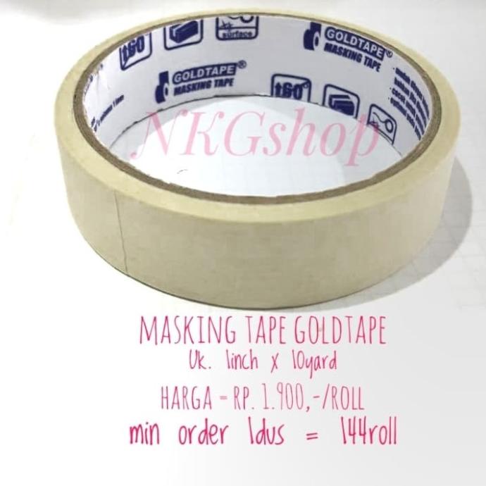 

Masking tape/Lakban kertas Goldtape 1inch x 10yard (min 1dus=144roll)