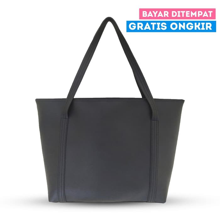 termurah tas tote bag cewek wanita totebag kulit warna hitam
