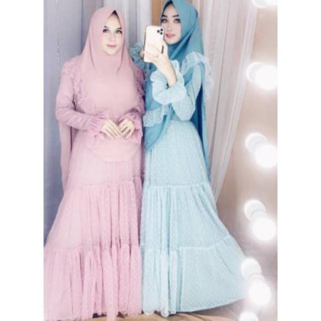 Set Princess syar'i tile dot kualitas butik harga Murah