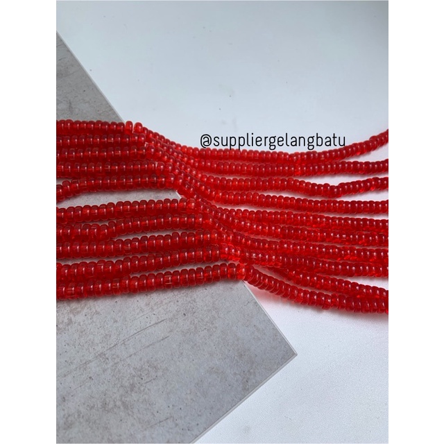 batu rondelle SOFT RED quartz Beads 5 x 10mm spacer pembatas tasbih perlengkapan muslim spacer donat aksesories fashion