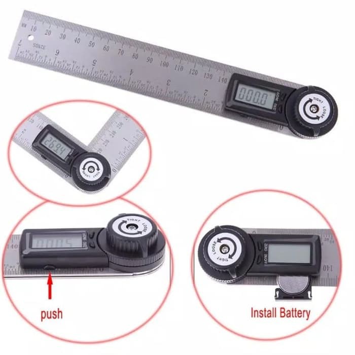 

✳ 20Cm Stainless Steel Digital Angle Ruler Penggaris Busur Digital