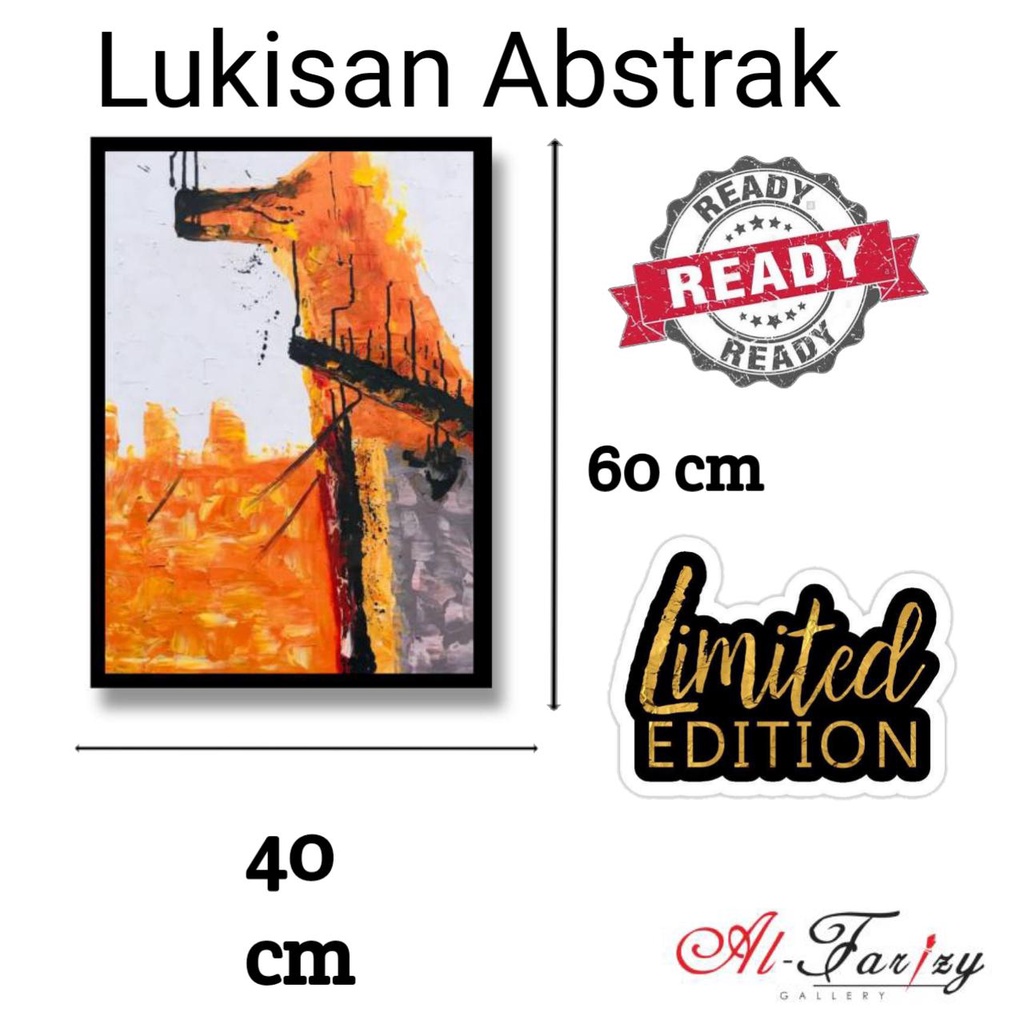 Lukisan abstrak Unik Minimalis Kanvas Ukuran 40x60 cm lengkap dengan frem