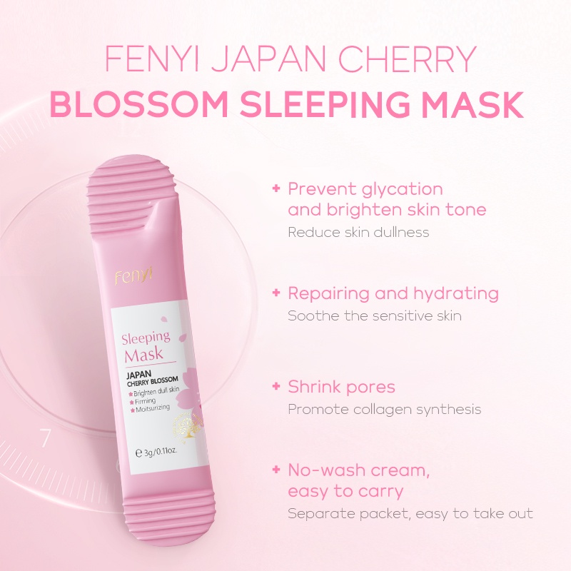 Fenyi Cherry Blossom Glowing Masker Tidur Krim Malam Pelembab Menghilangkan Bekas Jerawat 3g