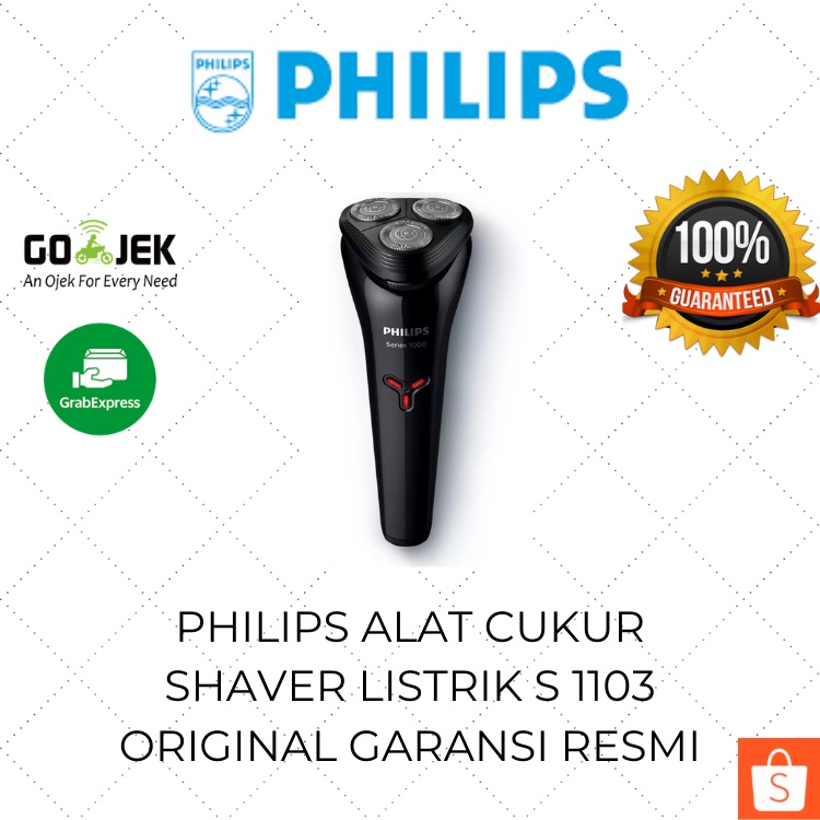 Philips Alat Cukur Basah Kering S 1103 / Shaver Kumis Jenggot Wet Dry Listrik Elektrik Philips Origi