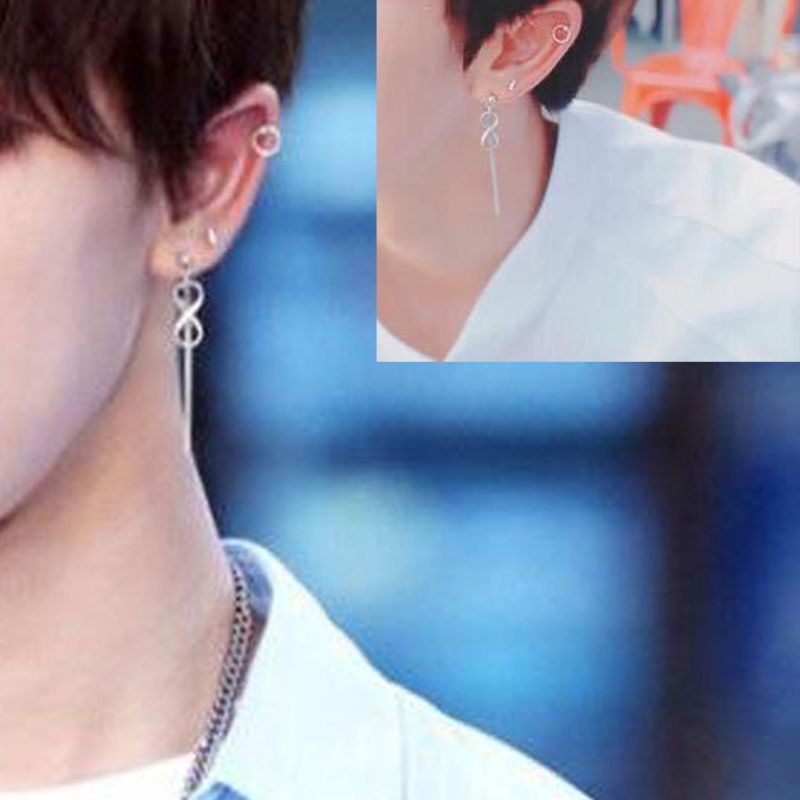 SIY  KPOP Bangtan Boys Infinity 8  Pendant Titanium Tassel Earrings Korean Jewelry