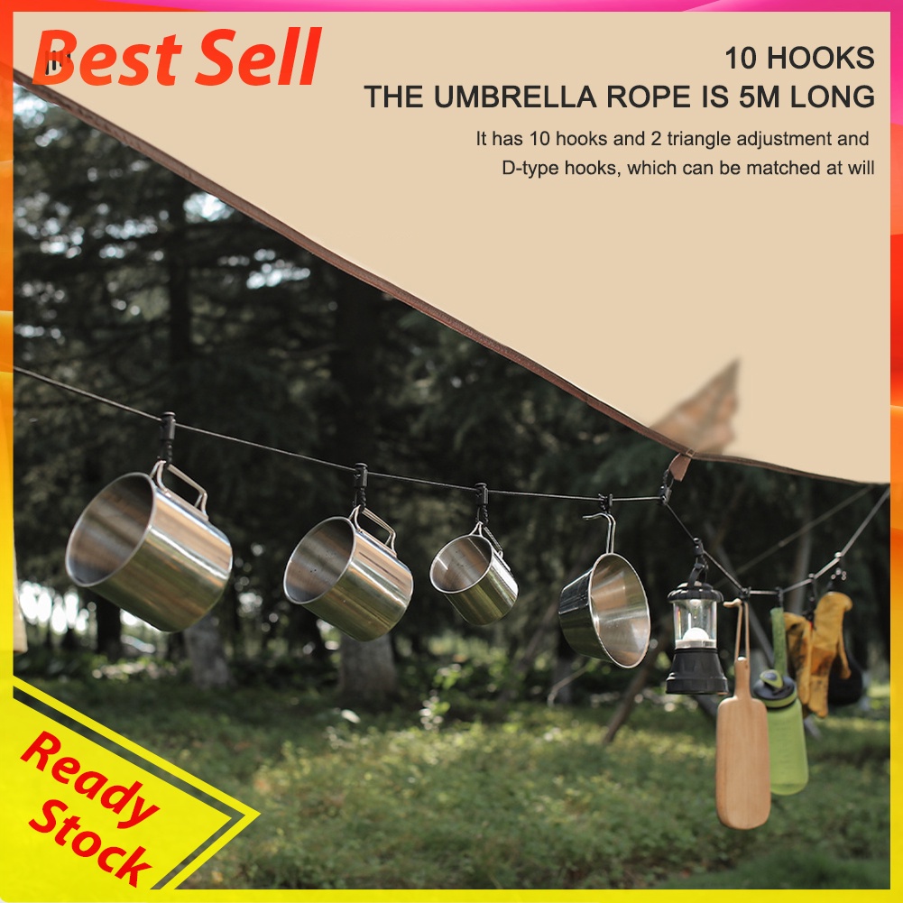 5m Camping Outdoor Clothesline Adjustable Anti-slip Canopy Hanging Ropes