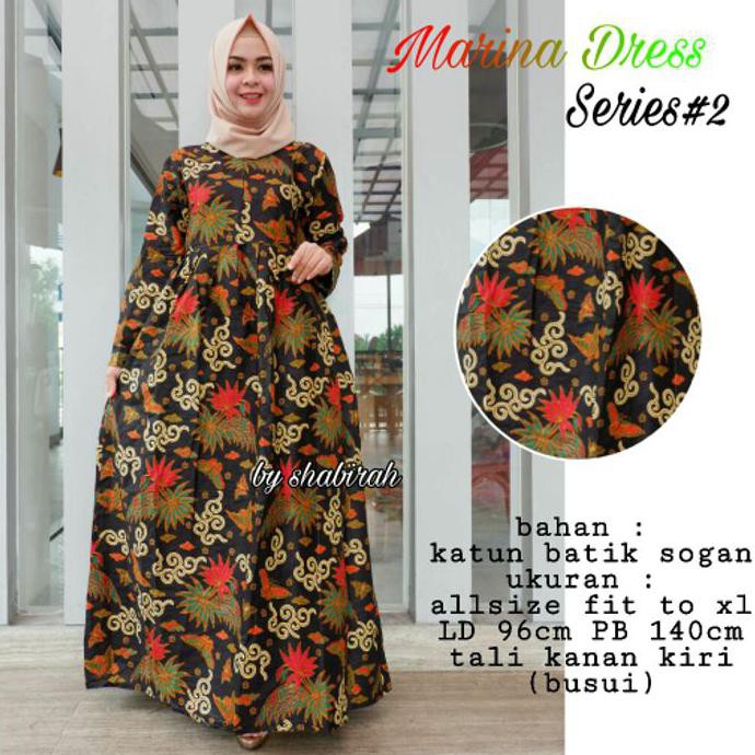 gamis batik marina abaya modern jubah kekinian daster muslim longdress