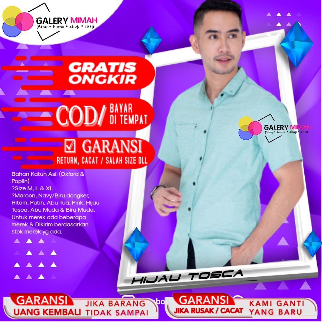Kemeja Polos Pria Lengan Pendek Baju Cowok Lengan Pendek Kemeja Kasual Pria Hem Pria Lengan Pendek P