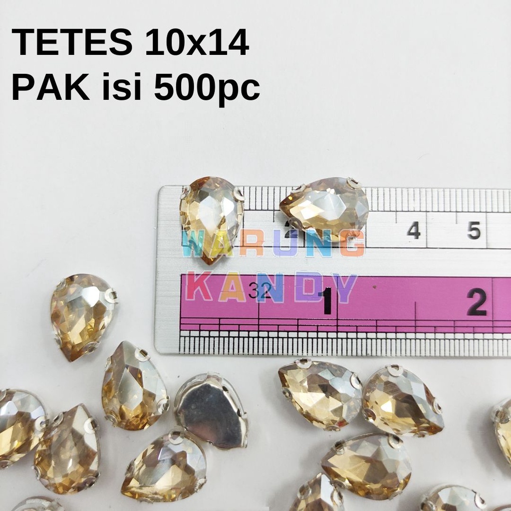 Diamon Jahit Cangkang Tetes 10x14 Mas GRADE A PAK 500pc