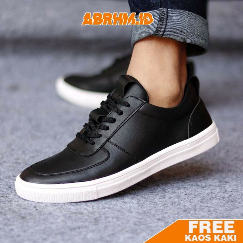 ABRHM x ASBO Sepatu Casual Sepatu Sneakers Jalan Polos Ori Pria Cowok Men Kulit Pu Sepatu Kasual Kerja Kuliah Gaya Santai Keren Kekinian Original Murah Terlaris