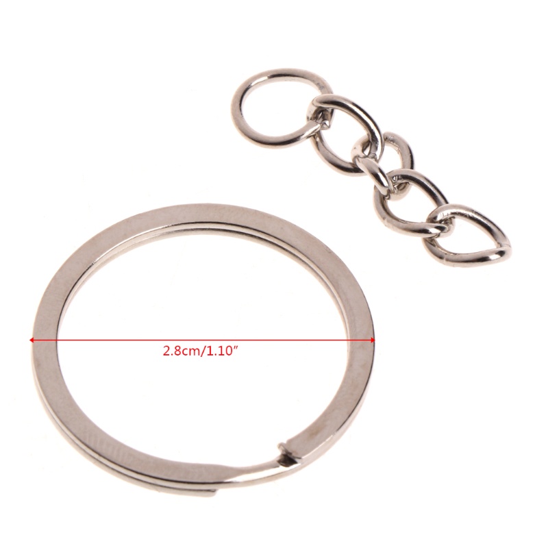 SIY  50 Pcs Key Ring Stainless Steel Key Chain Portable Brief Hoop Metal Loop Outdoor