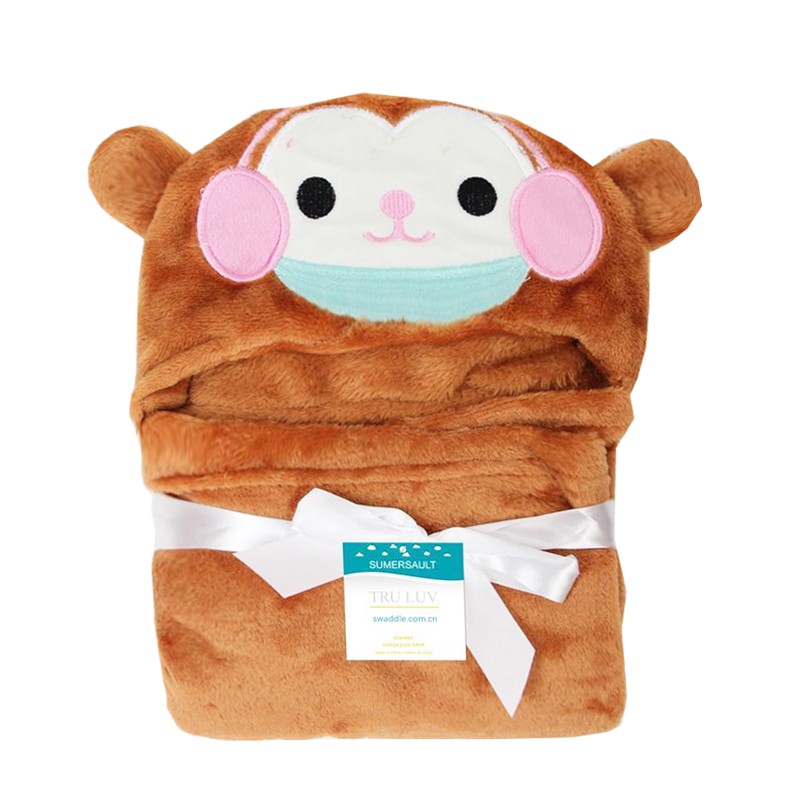 Selimut Topi Karakter F Double Fleece Selimut Bayi Hoodie Bulu Bayi 3D Hoodie Blanket