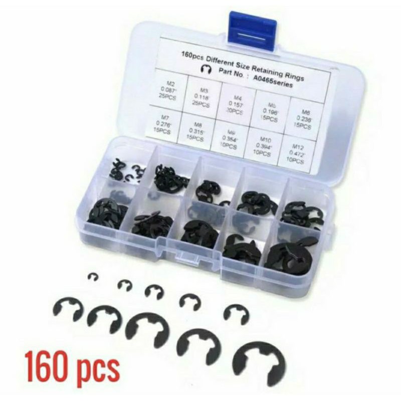 Snap E Ring Carbon Stell 160 pcs