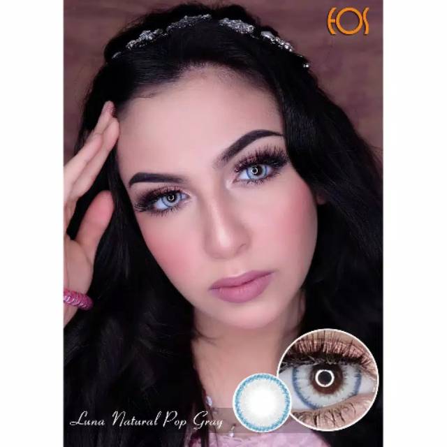 Softlens EOS Luna Natural Pop Softlense Soflens Soflen Warna Gray Grey Brown Minus