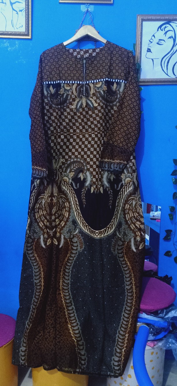 Gamis Batik Combinasi Jumbo Manggar, Padi,sekar,cantik,kubis,kipas,daun,kupu,nadine,gendis
