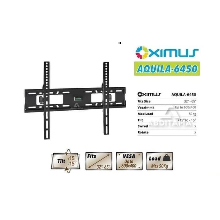 Bracket Braket Breket TV Tilt LCD LED Plasma 32&quot; - 65&quot; Oximus Model Aquila 6450 Adjustable Universal Import