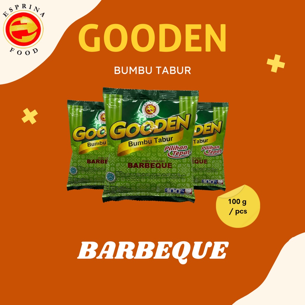 

Bumbu Tabur - GOODEN - Rasa BARBEQUE - BBQ - Barbekiu - Kemasan 100 Gram