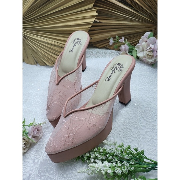 sepatu V KELLY dustypink tinggi 10cm