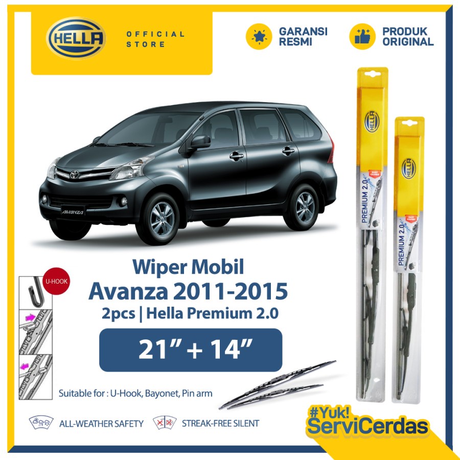Hella Wiper Mobil TOYOTA Avanza (2011-2015) 21”+14”(2pcs) - Wiper Premium Aksesoris Tipe Mobil Avanz