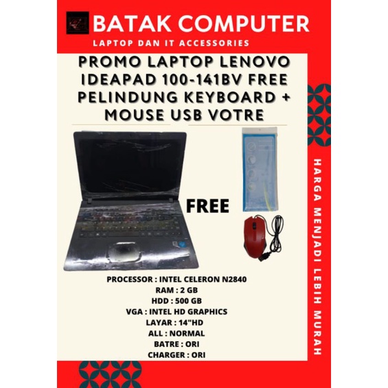 LAPTOP LENOVO IDEAPAD 100-14IBV SECOND BEKAS / LAPTOP LENOVO BEKAS