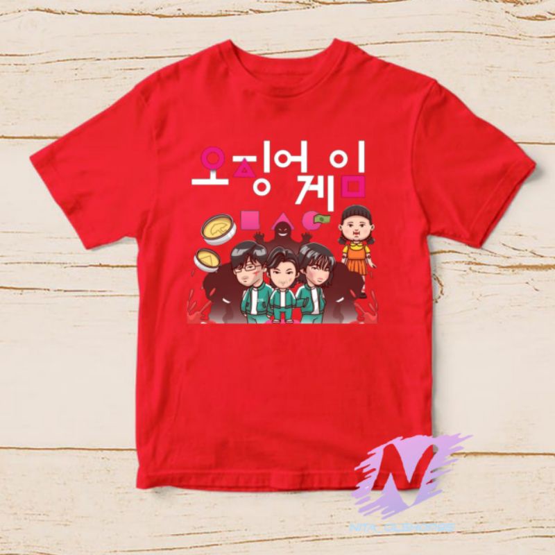 squid game kaos anak karakter logo baju squid