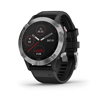 Garmin Fenix 6 Silver with Black Band Original Garansi Resmi TAM 2 Tahun