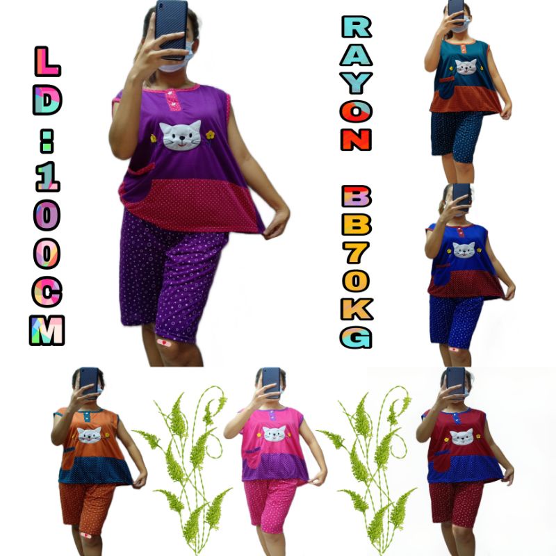 baju tidur wanita  set wanita Lekbong singlet bahan  Kaos serian tua  Rayon BB MAX 70KG