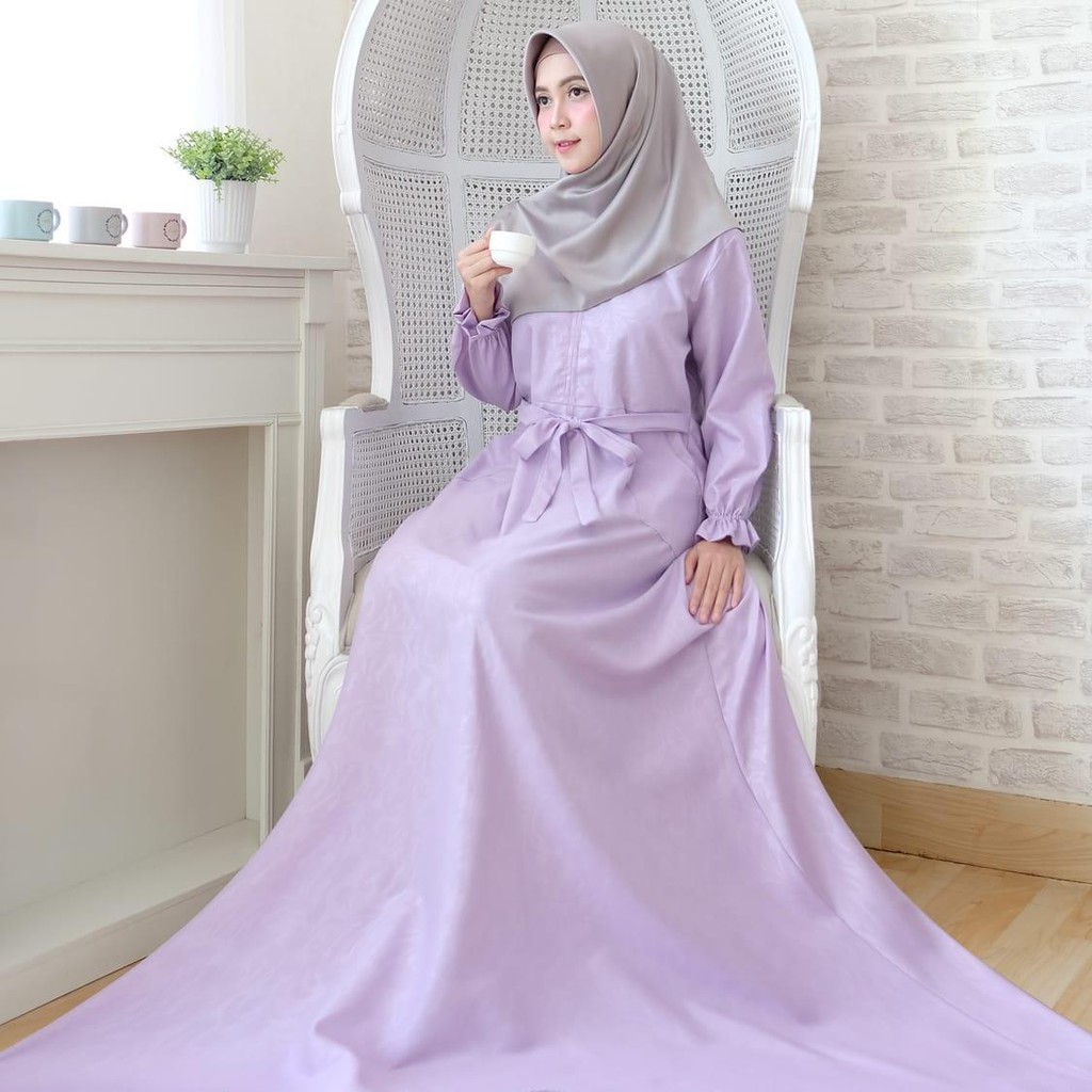 gamis polos katun lilac warna pastel soft maxy dress by MA | Shopee
