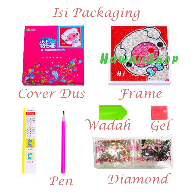 5D Diamond Painting DIY Kids Craft lukisan kristal FREE Frame - OWL