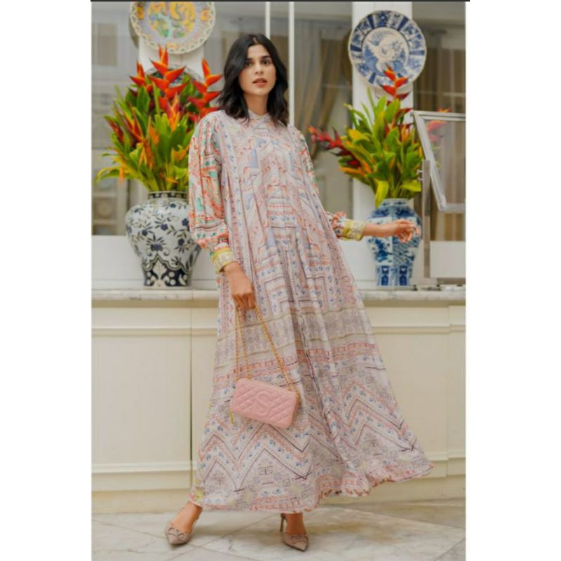 benang jarum gala dress multi colour size s buttonscarves preloved like new