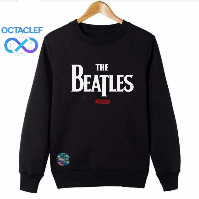 OCTACLEF Crewneck Sweatshirt Sweater Jaket Printing DTG Music Band The Beatles Unisex Pria Wanita