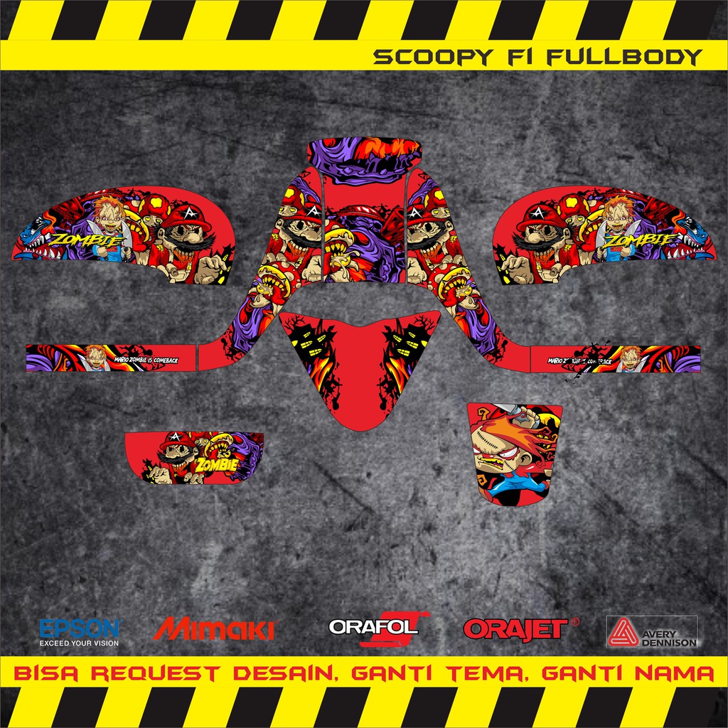 STIKER DECAL SCOOPY 2015 FULLBODY MARIO ZOMBIE