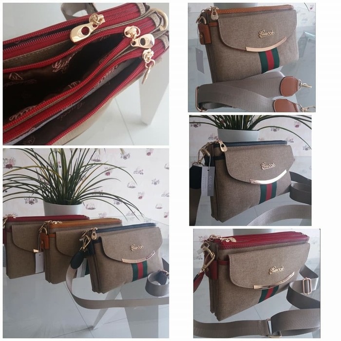 GROSIR 0551 tas selempang wanita tas gucci 3 ruang tas import tas batam TAS SELEMPANG