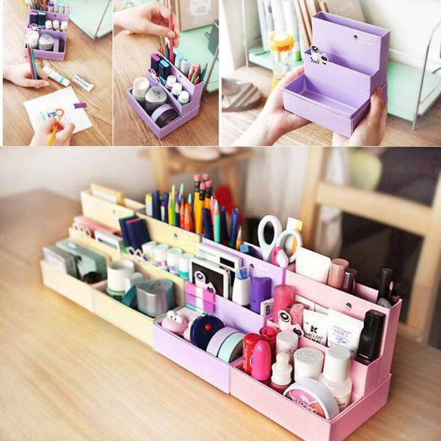 M4Yn storage cosmetic Rak kosmetik kayu mini tempat kosmetik terlaris U86G