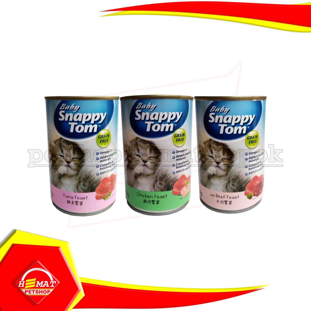 Makanan Kucing Basah Baby Snappy Tom 400 Gr Kaleng Wet Food 400 Gram