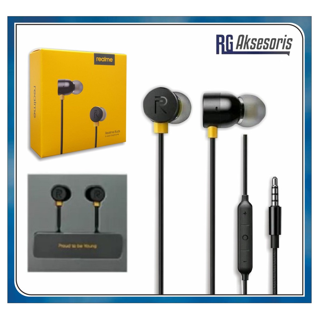 HEADSET REALME Original Handsfree Magnetic magnet Stereo Bass MA10