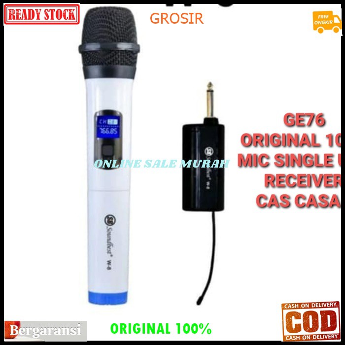 G76 Soundbest Mic microphone mik Wireless original 100% wireles UHF Single receiver cas casan mini profesional pro karaoke mikrophone audio sound system vokal vocal panggung dj studio asli  UHF  BONUS BUSA MIC BONUS KARET ANTI JATUH  Receiver minisistem C