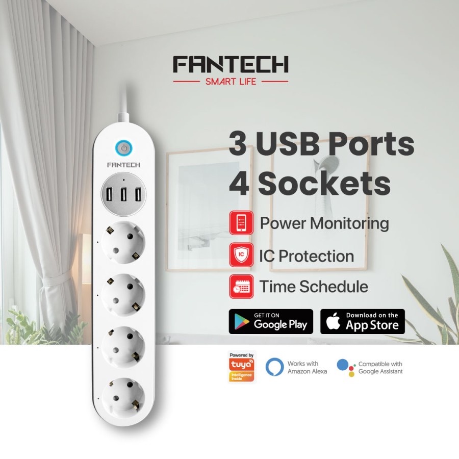 FANTECH Smart Life Power Strip Colokan Stop Kontak Wifi Bardi Smart Extension