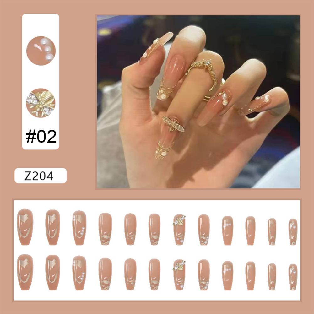 Timekey 24pcs / set Kuku Palsu Bisa Dilepas Untuk Aksesoris Nail Art / Manicure A8K6