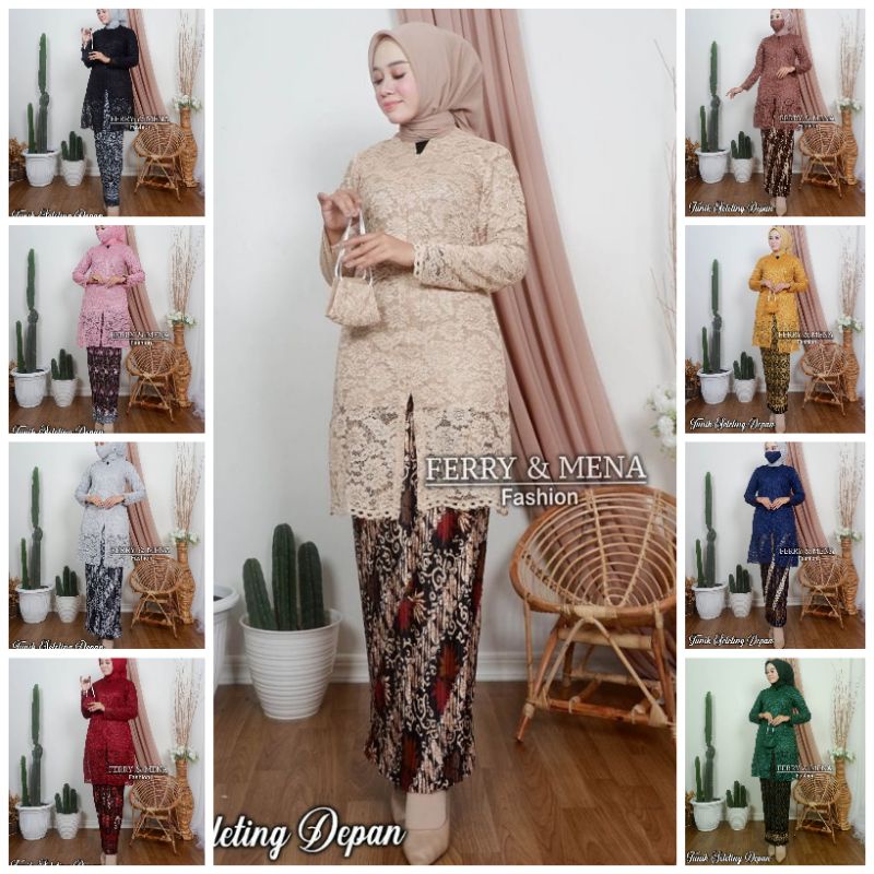 stelan kebaya tunik busui / baju kurung / kebaya brokat / kebaya muslim / kebaya modern / kebaya bus