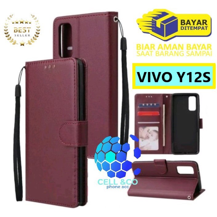 Flip cover VIVO Y12S Flip case buka tutup kesing hp casing flip case leather wallet