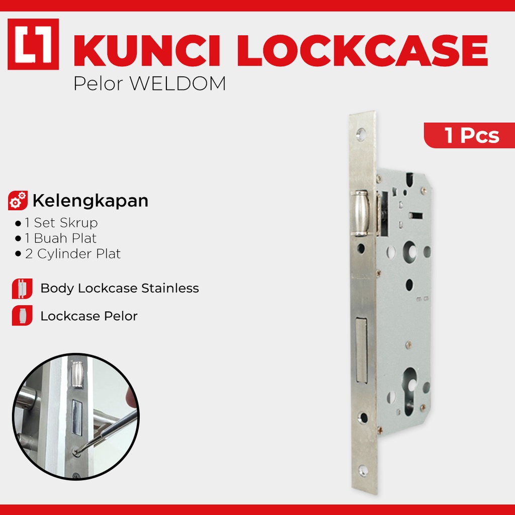 Mortise Body Lockcase Kunci Pintu 8540 Pelor Roller - Weldom