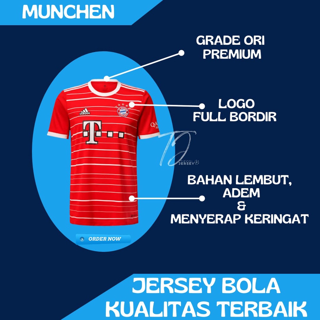 Jersey Bayern Munchen Home 2022 2023 Baju Sepak Bola Grade Ori Big Size Jumbo Setelan Fullset Bayer 